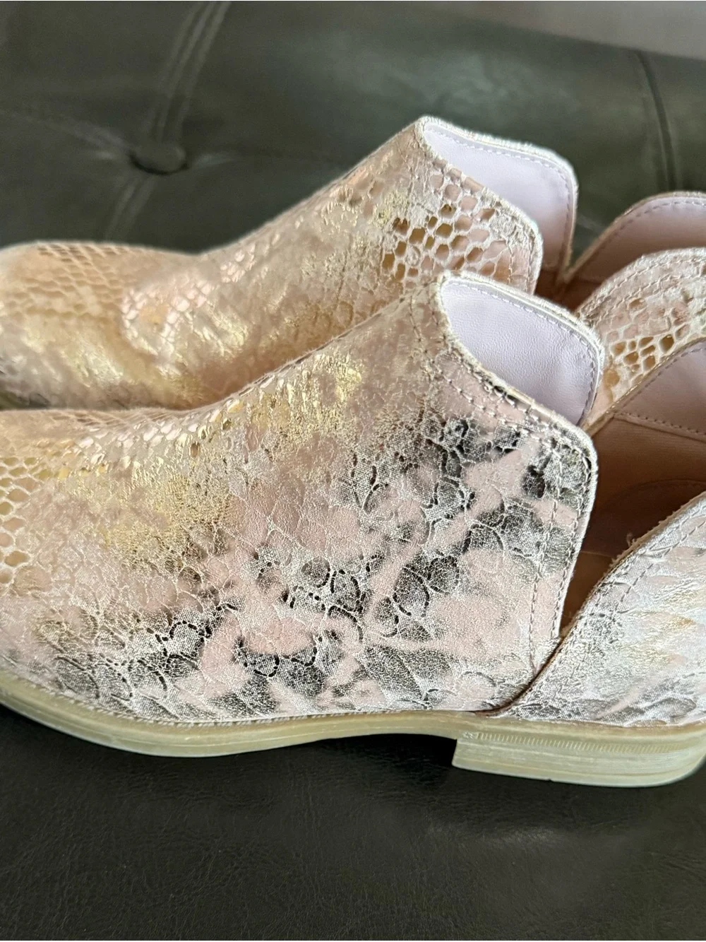 Kenneth Cole Reaction Girls' Metallic Pink Snake-Print Ankle Boots